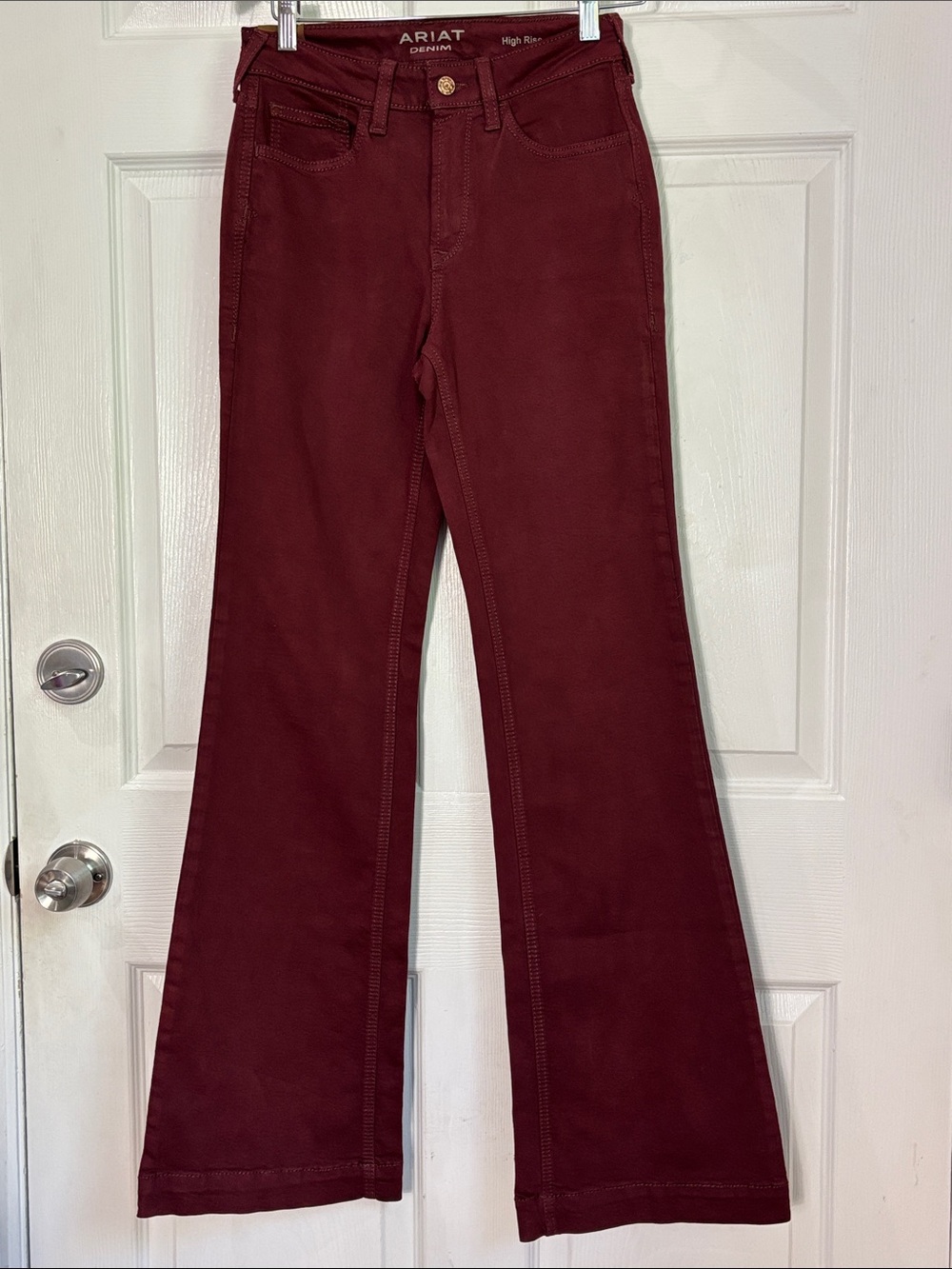 Ariat Burgundy Denim High-Rise Flare Slim Trouser size 26 Regular